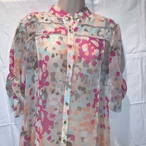 Banana Republic Sheer Ruched Sleeve Blouse